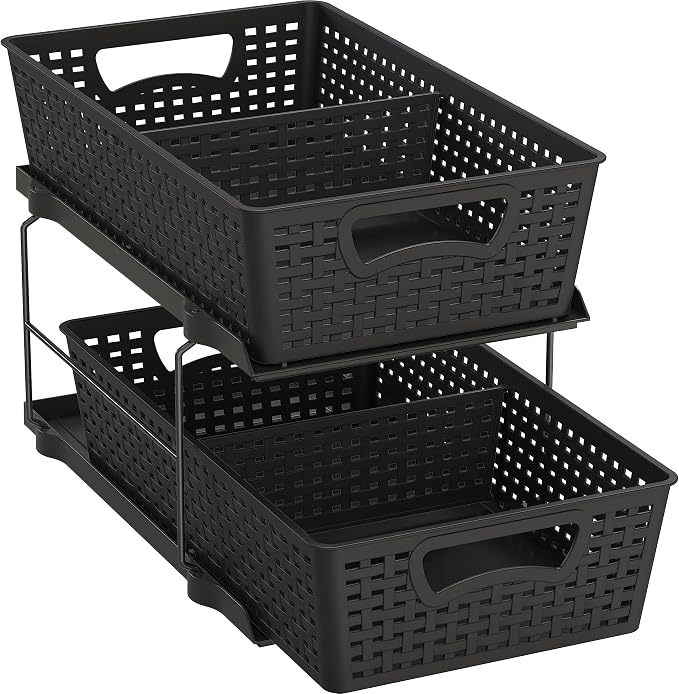 Simple Houseware 2 Tier Bathroom Organizer Tray Pull-Out Sliding by SimpleHouseware
