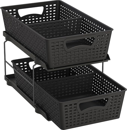 Simple Houseware 2 Tier Bathroom Organizer Tray Pull-Out Sliding by SimpleHouseware