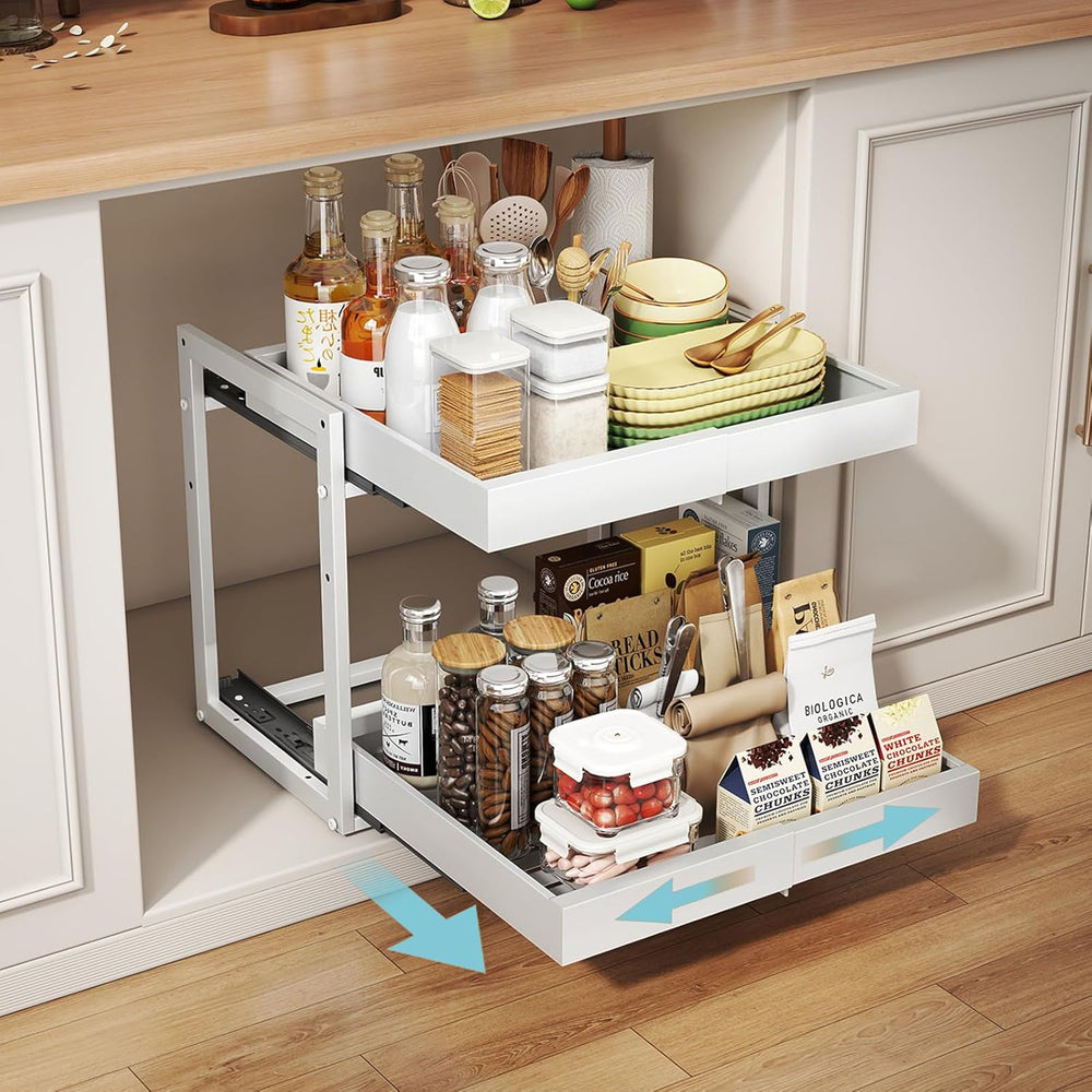 Golener 2-Tier Expandable Pull Out Cabinet Organizer, Cabinet Drawers, 16"D
