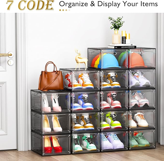 7 code Large Clear Shoe Boxes Organizer【Thicker Material】 Stronger Shoe Box - Image 4