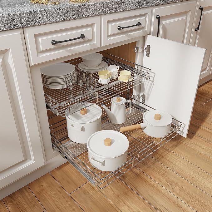 ROOMTEC Individual Pull Out Cabinet Organizer, 2 Tier Spice Rack Organizer - Image 6