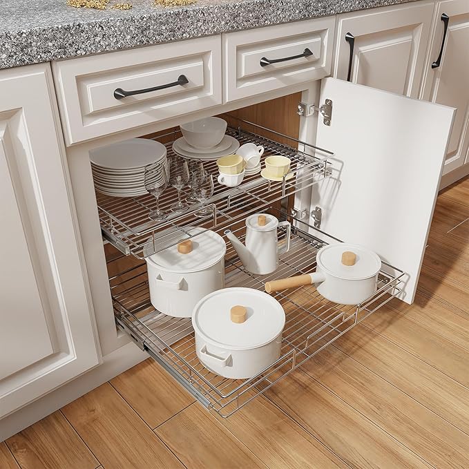 ROOMTEC Individual Pull Out Cabinet Organizer, 2 Tier Spice Rack Organizer - Image 6