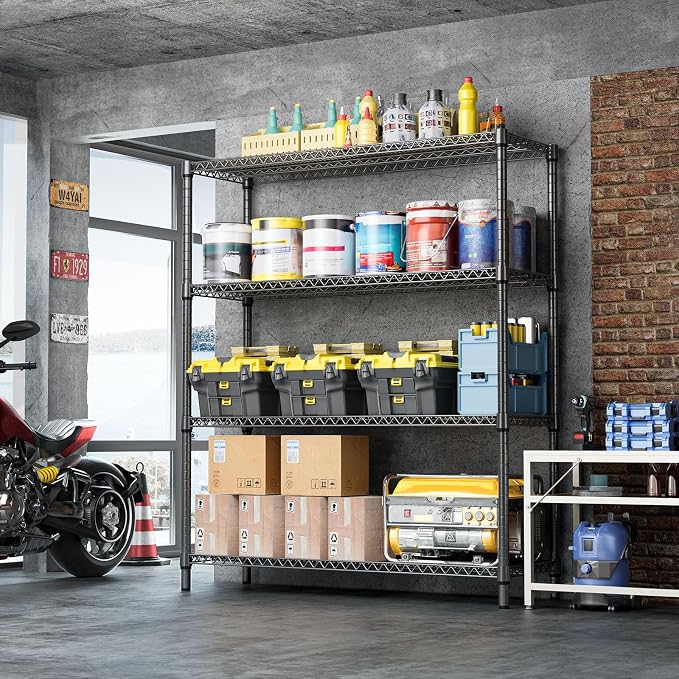 IZEUK 4-Tier Metal Garage Shelving, Heavy Duty Adjustable Storage Rack Organizer - Image 6