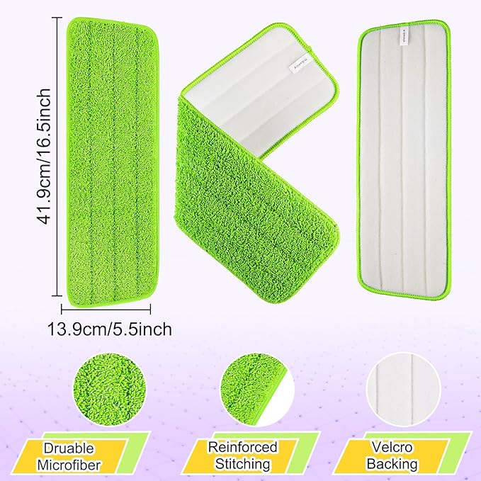 16.5 inch Reusable Mop Pads Microfiber Spray Mop Replacement Heads - Image 3