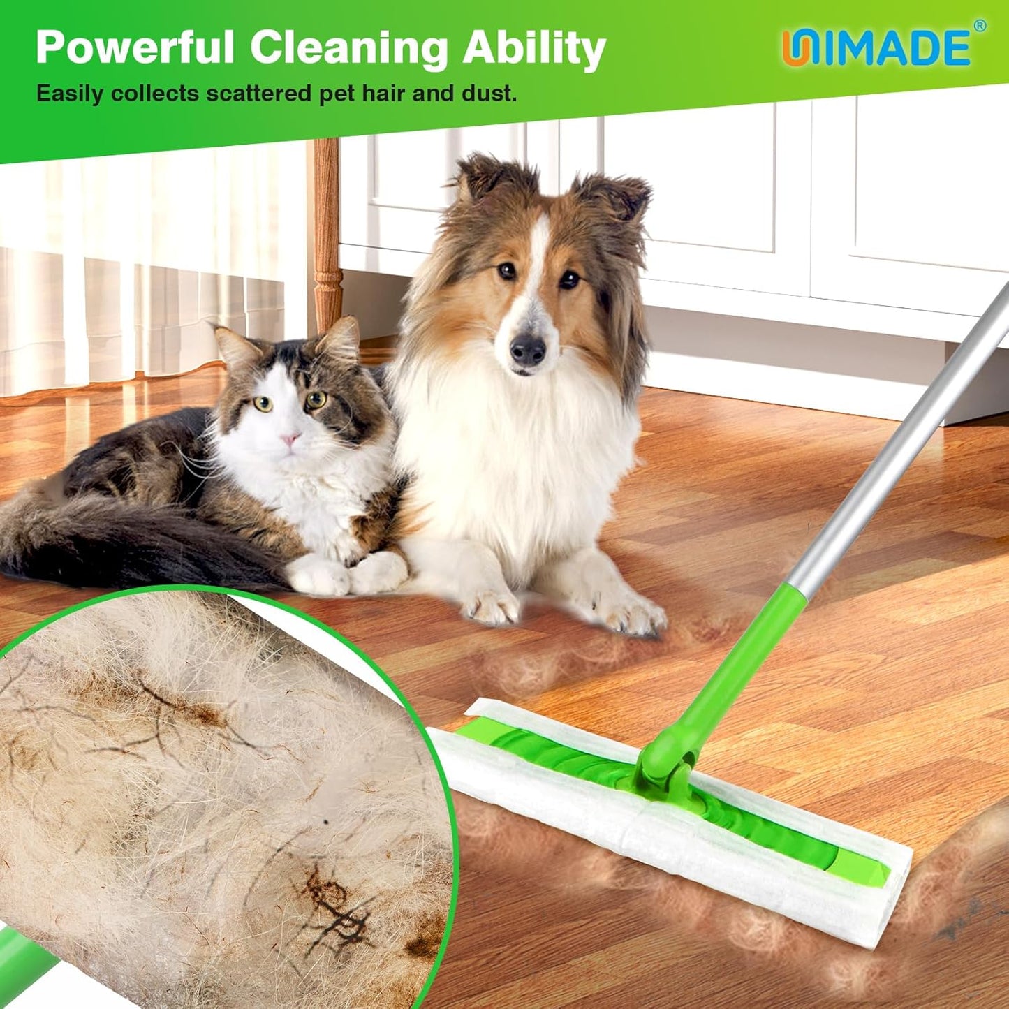 UNIMADE Dry Sweeping Cloths, 52 Count Mop Refill Compatible with Swiffer Sweeper - Disposable Duster Refills Mops for Cleaning Hardwood Floor Dust