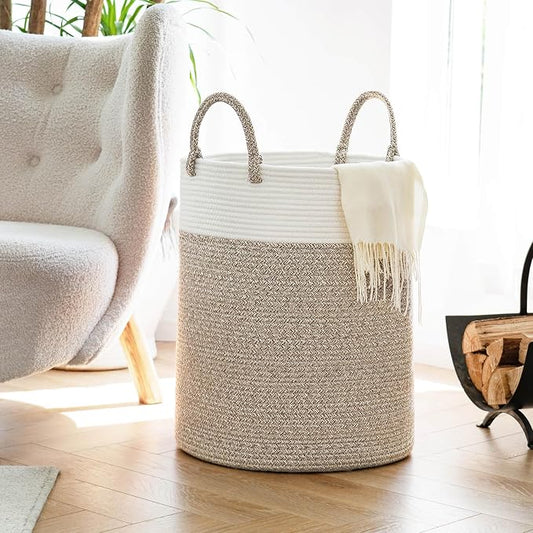 INDRESSME Tall Wicker Laundry Basket, Large Woven Clothes Hamper - Image 2