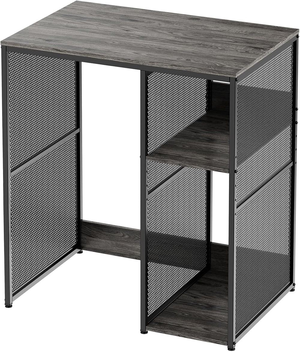 KirKical 3-Tier Slate Rustic Grey Coffee Bar Cabinet with Mini Fridge Space