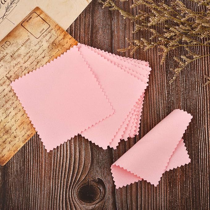 SEVENWELL 50pcs Jewelry Cleaning Cloth Pink Polishing Cloth - Image 5