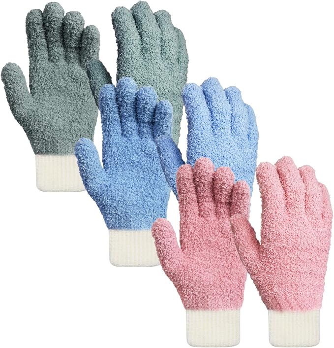 MIG4U 3 Pairs Microfiber Dusting Gloves, House Cleaning Glove by MIG4U