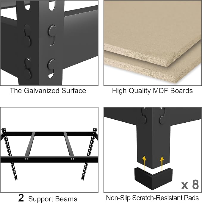 PrimeZone 4 Pack Storage Shelves 48" x 24" x 72", 5 Tier Adjustable Garage - Image 4