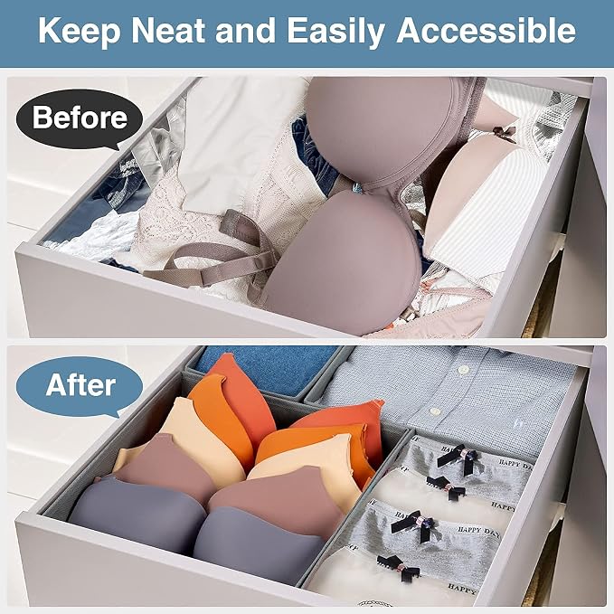 Criusia Drawer Organizer Clothes, 8 Pack Underwear Organizer, Foldable Closet - Image 2