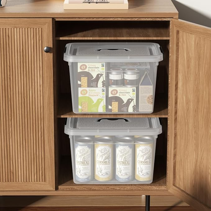 4 Packs 20 L Clear Plastic Storage Bins, Stackable Organizer Containers - Image 5