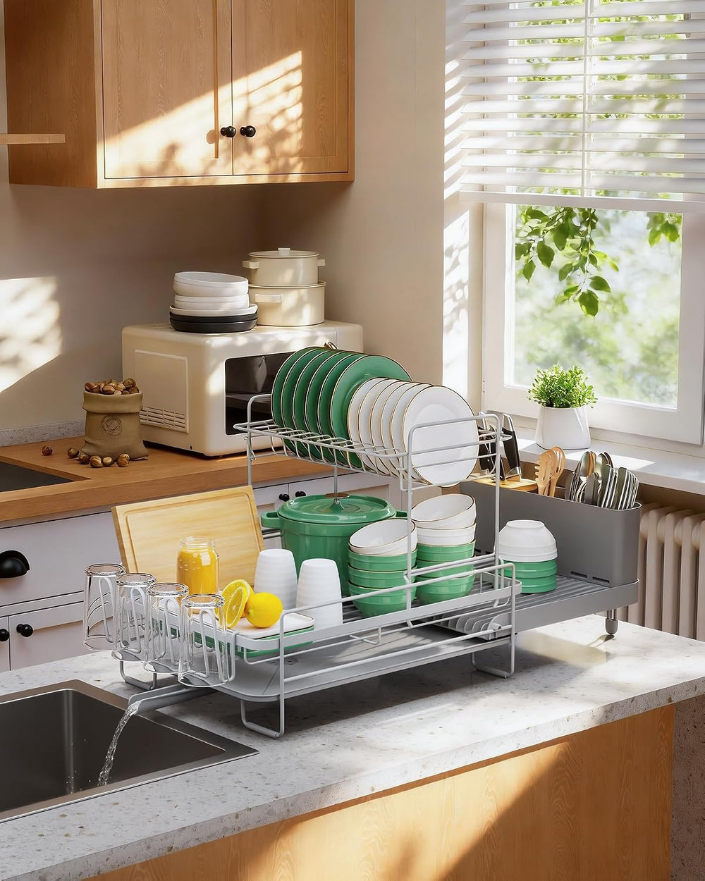 Kitsure Extendable Dish Drying Rack, 19.2"-26.7" L x 12.9" W, ...