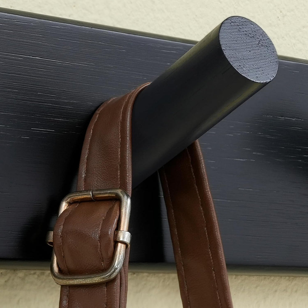 SKOLOO Wall Mounted Coat Rack 38", 10 Hooks, Bamboo, Shaker Style, Black