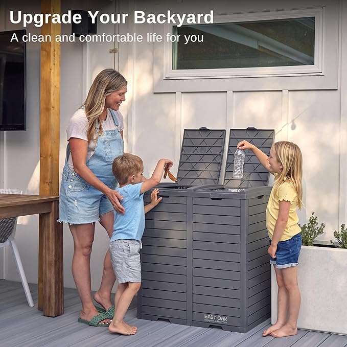 EAST OAK 76 Gallon Outdoor Trash Can | Waterproof Resin Garbage Can - Image 10
