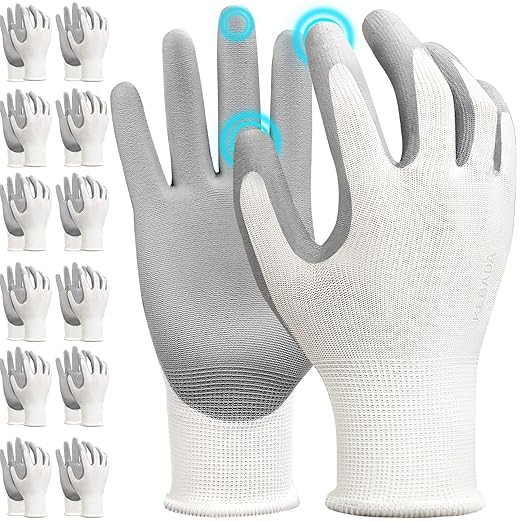 Kebada W1 Work Gloves for Men and Women, 12 Pairs Touchscreen Safety Gloves by KEBADA