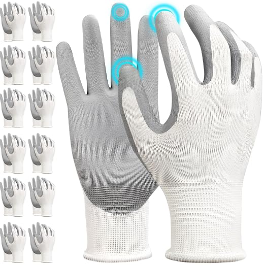 Kebada W1 Work Gloves for Men and Women, 12 Pairs Touchscreen Safety Gloves by KEBADA