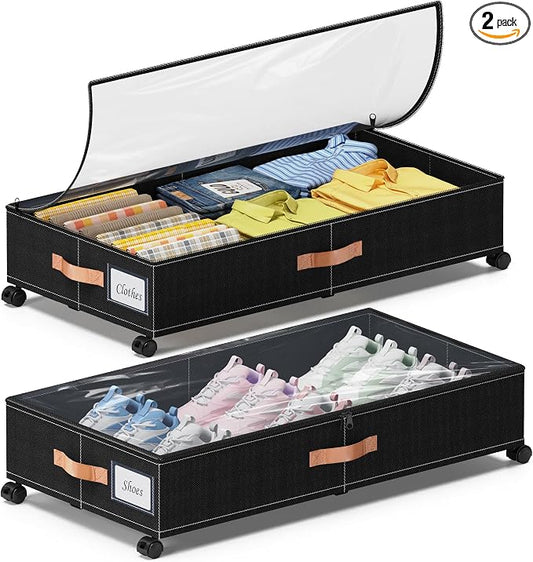 Under Bed Storage with Wheels, XXL 65L Under the bed storage Organizer Bins by Unknown