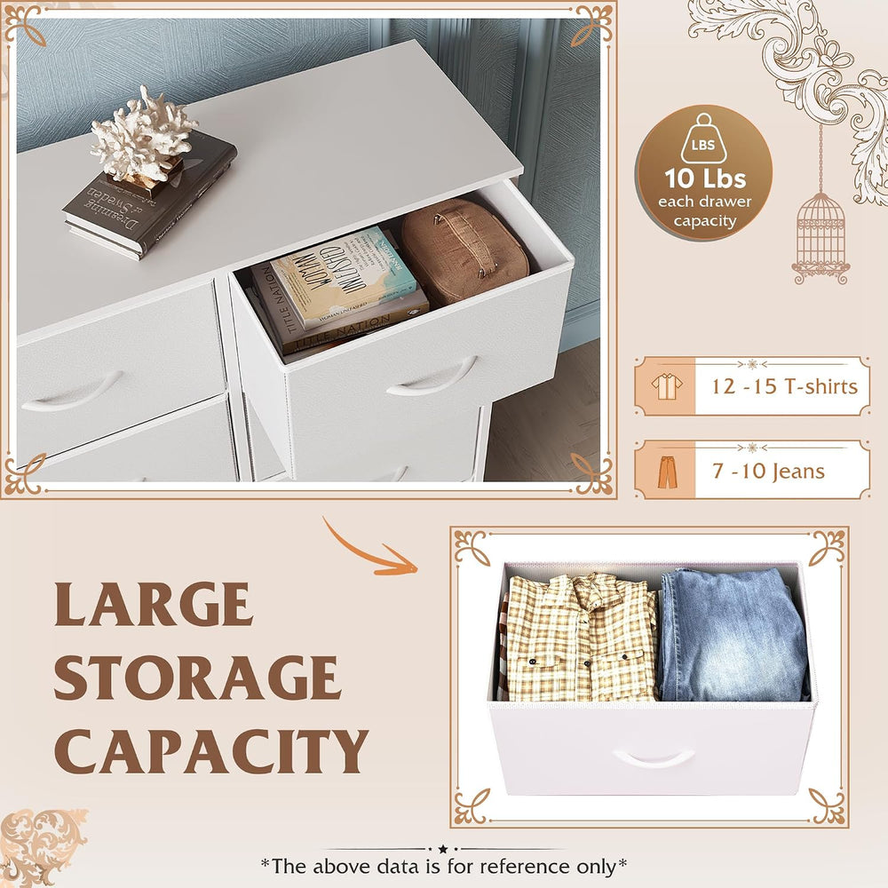 WLIVE Dresser for Bedroom with 6 Drawers, White