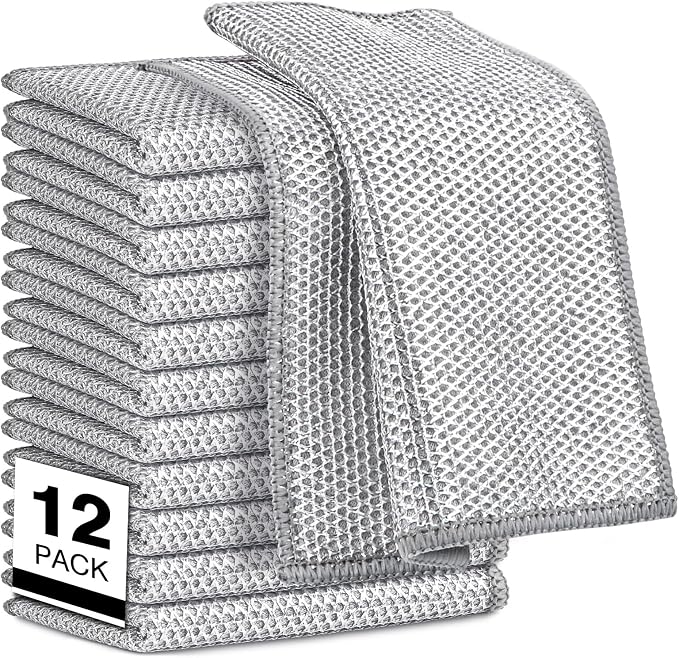 AIDEA Non Scratch Wire Dishcloth 12PK, Wire Dishwashing Rag by AIDEAHOME