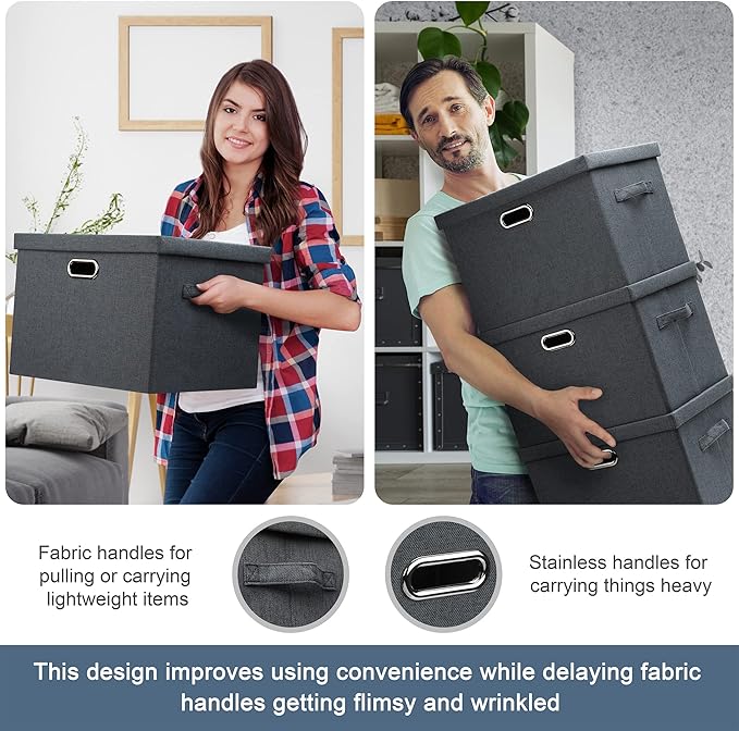 Medium 15" 21 Quart Collapsible Stackable Storage Bins - Image 5