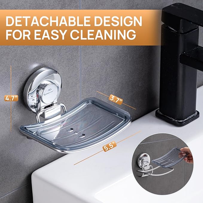 LEVERLOC Chrome Suction Cup Soap Dish Holder - Image 4