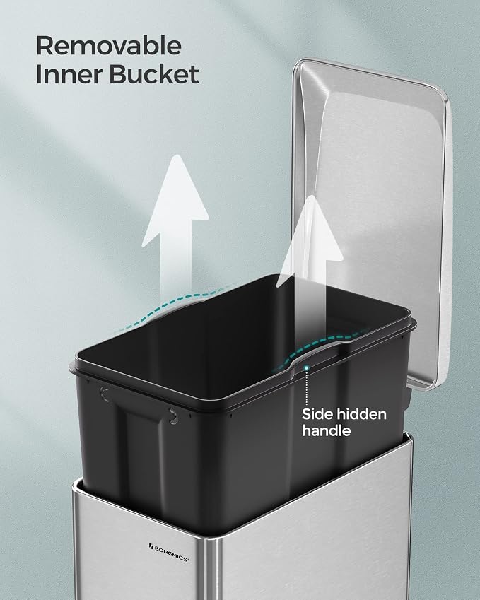 SONGMICS Slim Trash Can, 13-Gallon Garbage Can - Image 5