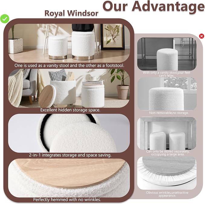 Royal Windsor Boucle Round Ottoman - Image 7