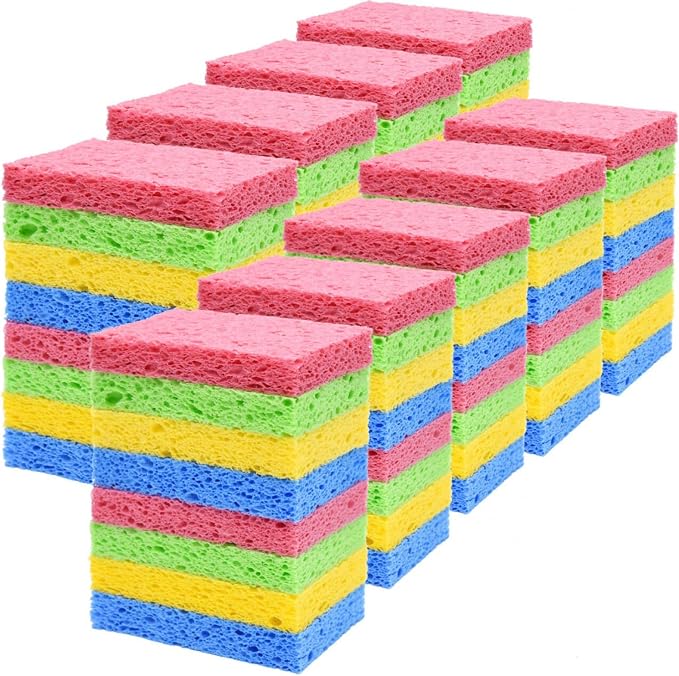 YoleShy 72 Pack Sponges Kitchen Natural Compressed Cellulose Sponges Bulk Non by YoleShy