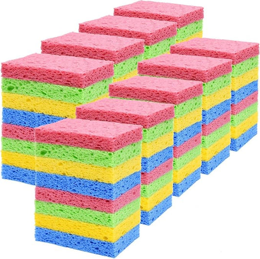YoleShy 72 Pack Sponges Kitchen Natural Compressed Cellulose Sponges Bulk Non by YoleShy