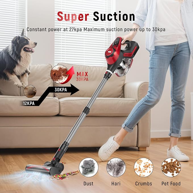 Cordless Vacuum Cleaner, 30Kpa Home Stick Vacuum, Smart Display & 1.5L Dust Cup - Image 2