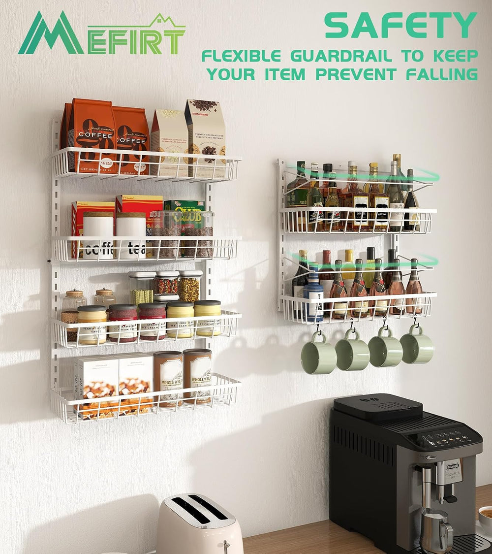 Mefirt Over The Door Pantry Organizer, Wall Mount Spice Rack 6-Tier White