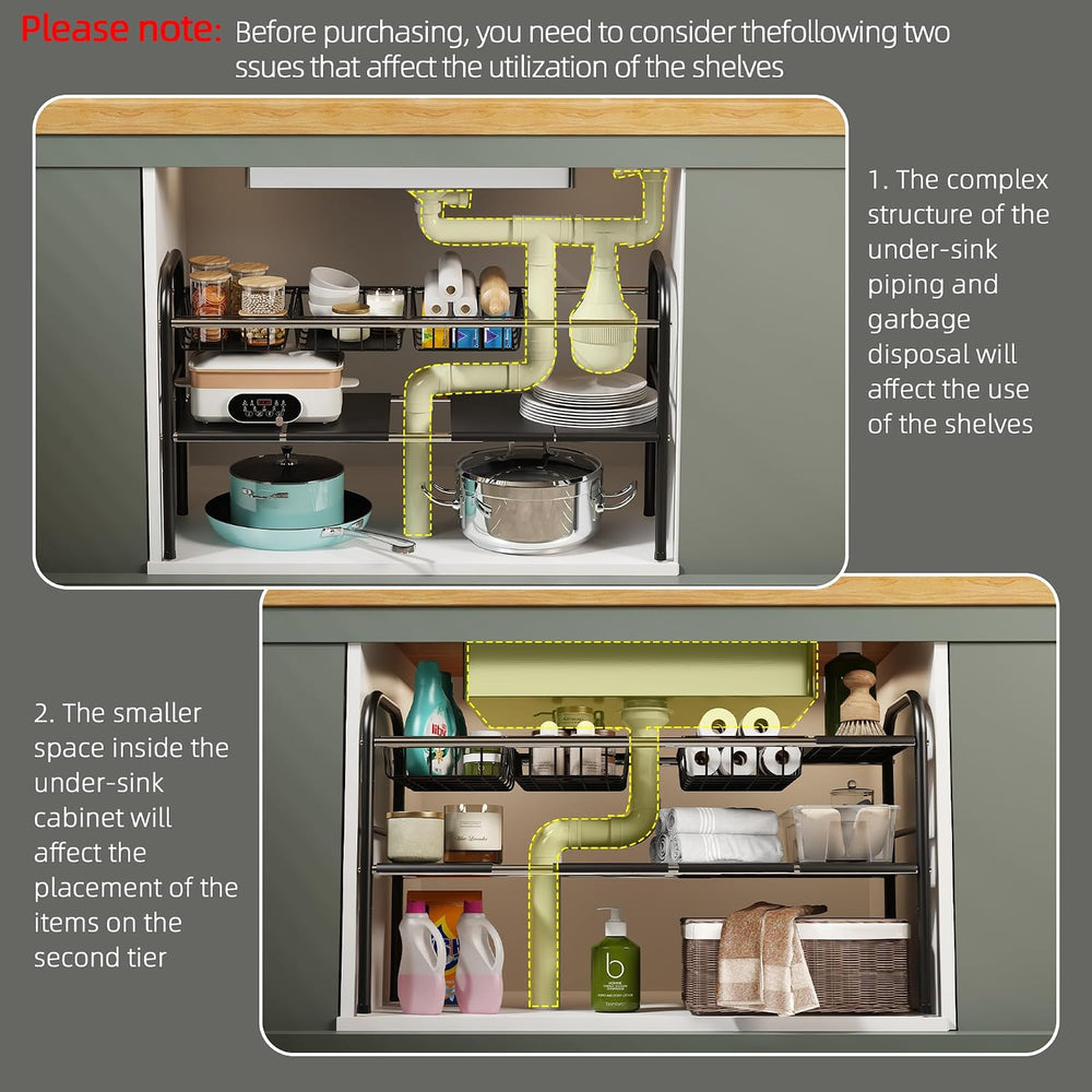 Under Sink Organizers and Storage,Expandable under cabinet organizer Shelf