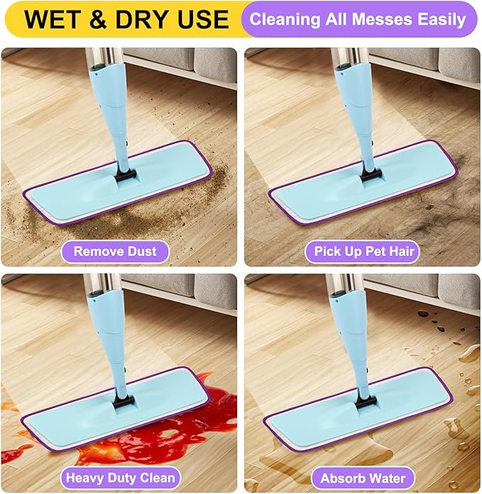 16.5 inch Reusable Mop Pads Microfiber Spray Mop Replacement Heads - Image 6