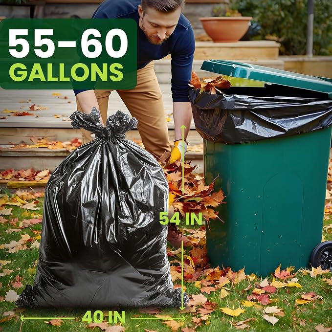 150 Count 55-60 Gallon Trash Bags, Large Garbage Bags Sturdy & Tear-Resistant - Image 2