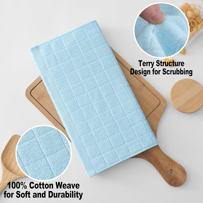 Homaxy 100% Cotton Terry Kitchen Dish Cloths, Ultra Soft and Absorbent Dish - Image 2