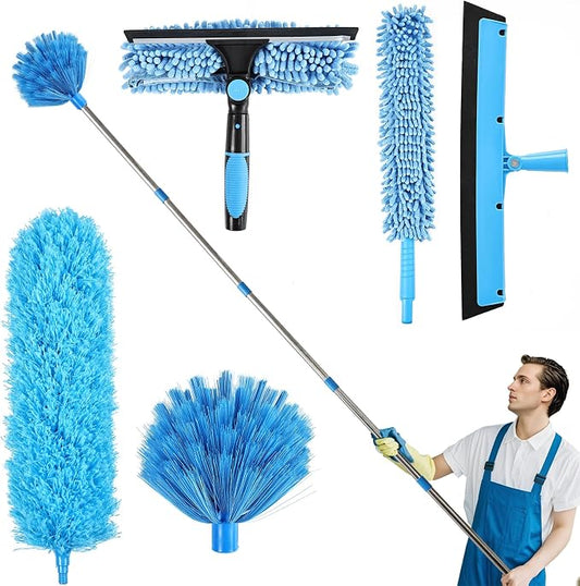 High Reach Duster Kit with14 ft Extension Pole High Ceiling Dusting and Window by iHUFeather