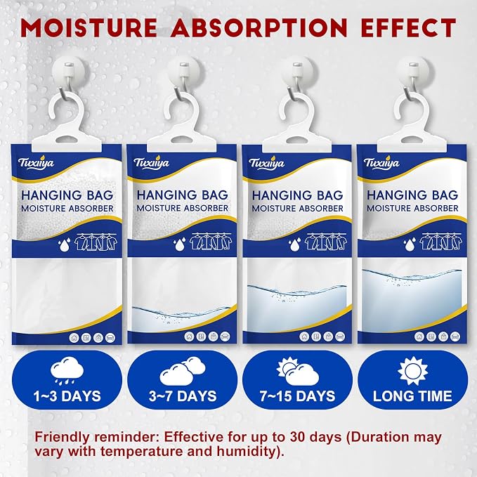 30 Pack Moisture Absorbers Packets, Hanging Closet Dehumidifier Bags, Humidity - Image 3