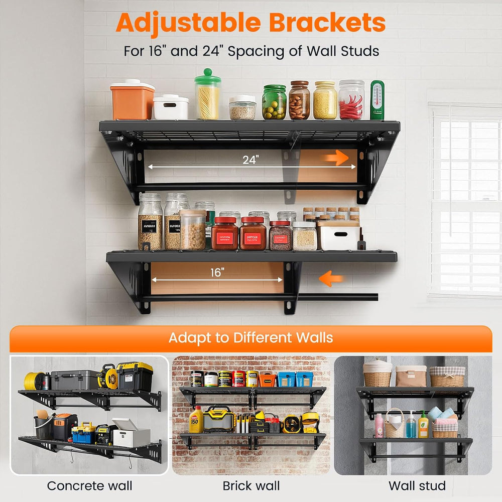 ENJOYWOOD Garage Shelving 2x2ft 4-Pack Wall Mounted Storage Rack
