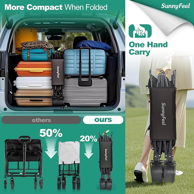 SUNNYFEEL Double Decker Wagon, Collapsible Outdoor Utility Wagon Cart 500LB - Image 7