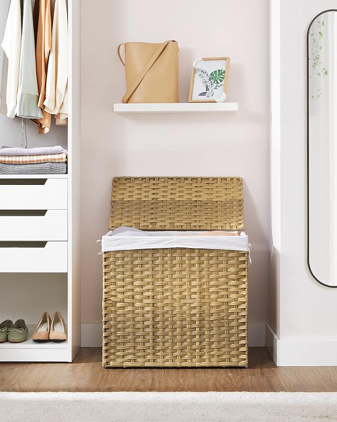 SONGMICS Laundry Hamper with Lid, 130L Clothes Hamper with 2 Removable Liner - Image 9