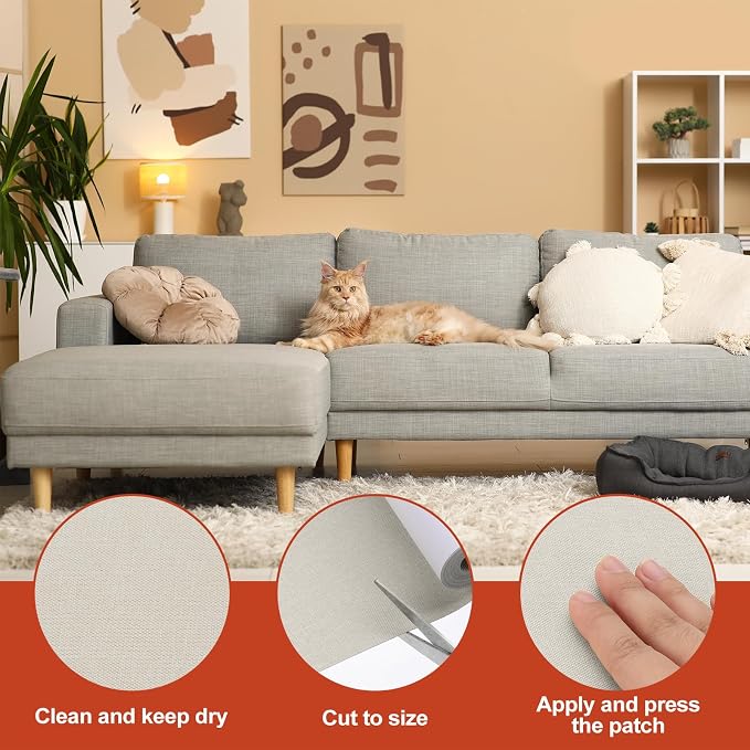 PATIKIL 70x6.2 Inch Linen Repair Tape, Repair Fabric Patch Self Adhesive Couch - Image 3