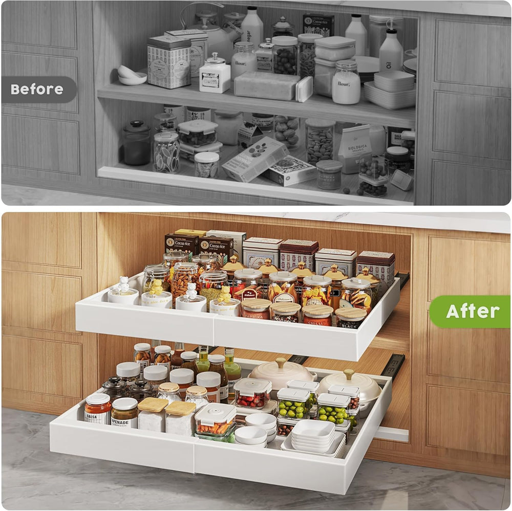 Seinloes 2 Pack Pull Out Cabinet Organizers 21"Deep with Raising Pad for...