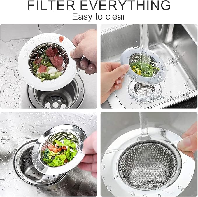 2pcs Heavy Duty Stainless Steel Slop Basket Filter Trap, 4.5" Top / 2.95" Mesh - Image 4