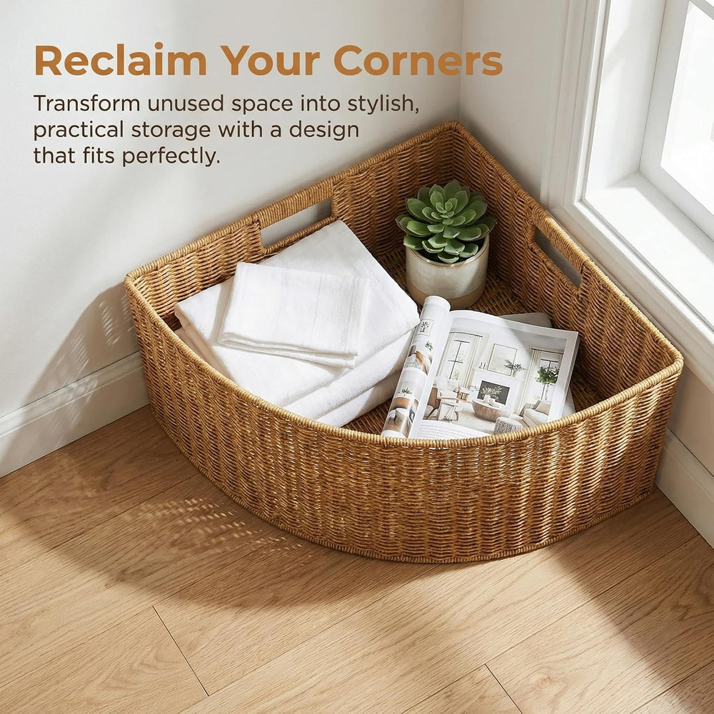 Corner Storage Basket Triangle Storage Box Sturdy Space Saving Fan Shape Narr...