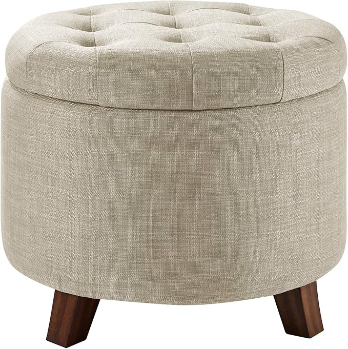 Amazon Basics Round Linen Ottoman by AmazonBasics