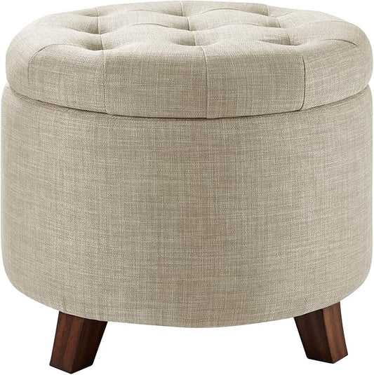 Amazon Basics Round Linen Ottoman by AmazonBasics