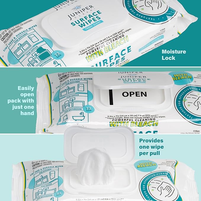 1 Pack Surface Wipes with Bleach, All-Purpose Cleaner - Image 4