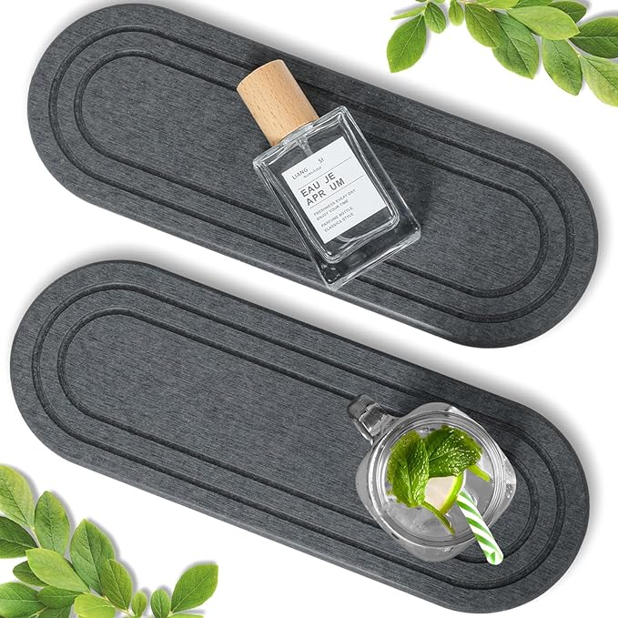 2PCS Water Absorbing Stone Tray, Fast Drying Diatomite Stone Sink Tray by Unknown