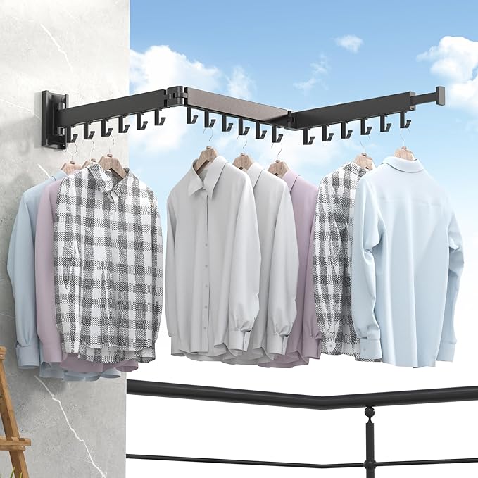 Clothes Drying Rack, Laundry Drying Rack Wall Mount, Space Saver Clothes Rack